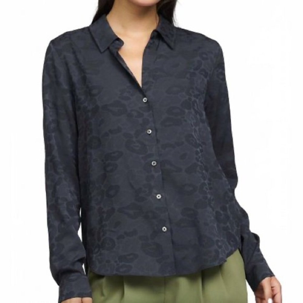 NWT En Creme Women's Black Embroidery Blouse, Sz L